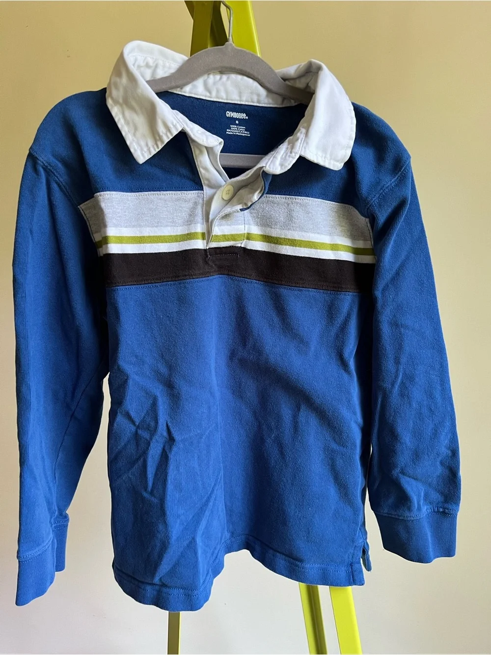 Thick, Soft Cotton GYMBOREE Blue Striped Rugby Polo w/ White Collar size youth 8